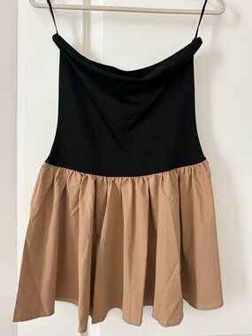 Women’s Two-Tone Black and Tan Mini Dress or Top